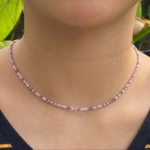 Handmade Glass Beaded Boho Choker Pink